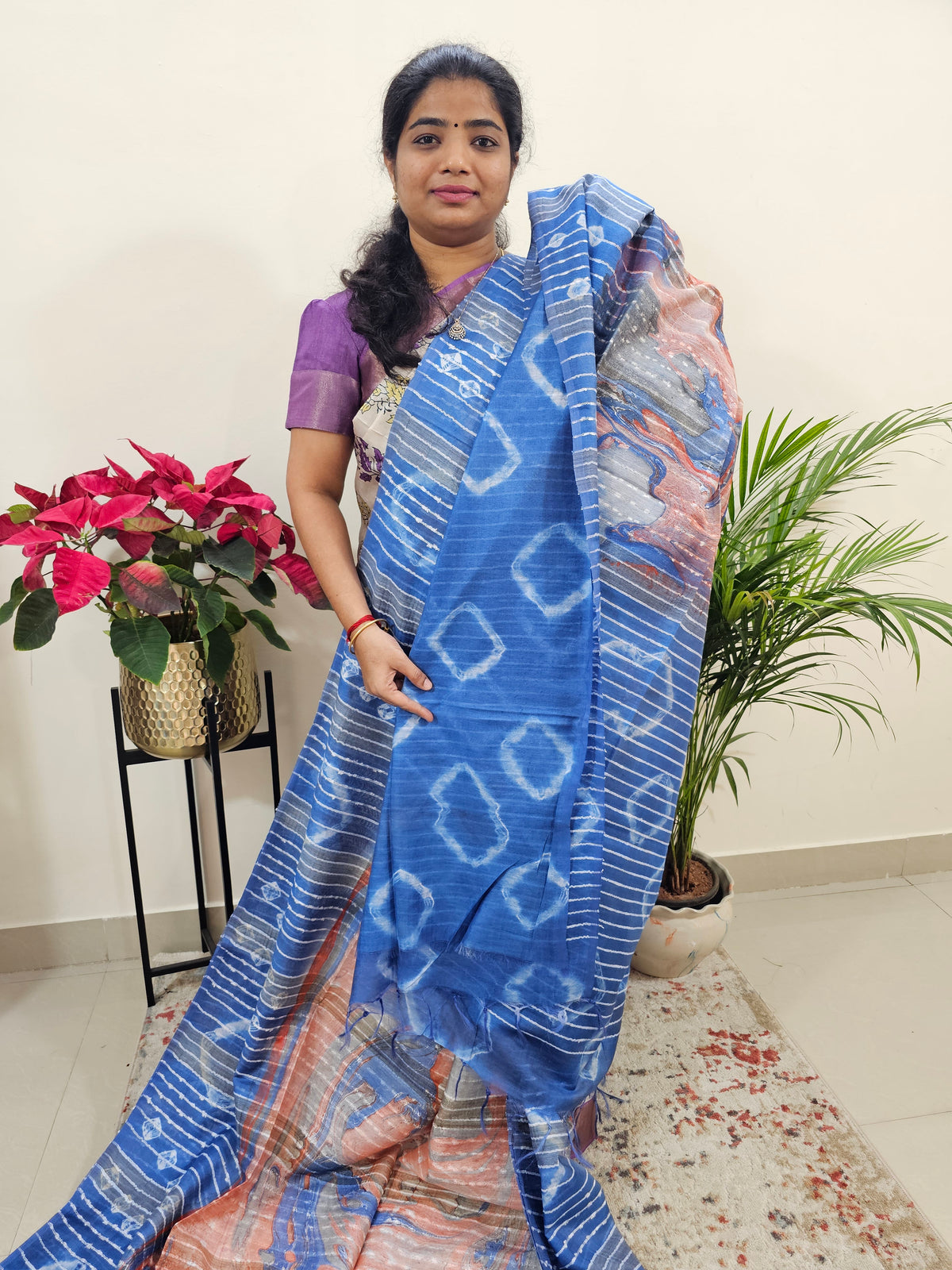 Bhagalpuri Silk Viscous with Digital Prints  - Blue