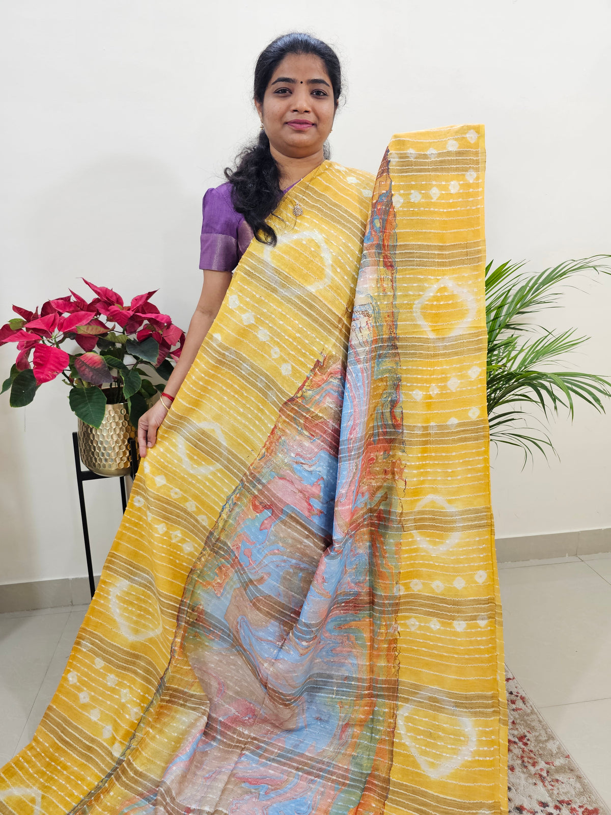 Bhagalpuri Silk Viscous with Digital Prints  - Yellow