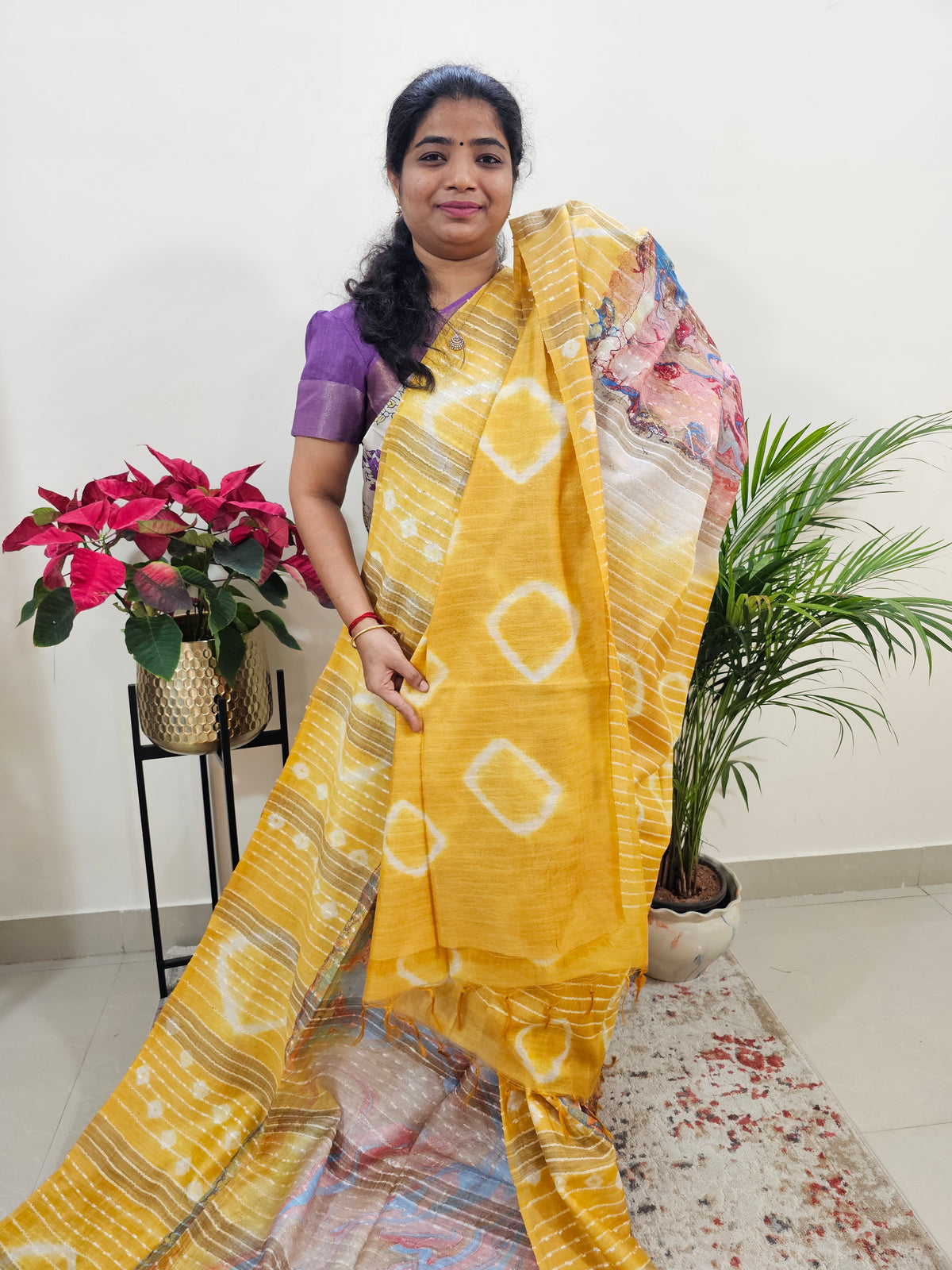 Bhagalpuri Silk Viscous with Digital Prints  - Yellow