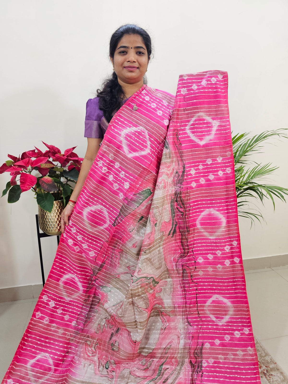 Bhagalpuri Silk Viscous with Digital Prints  - Pink