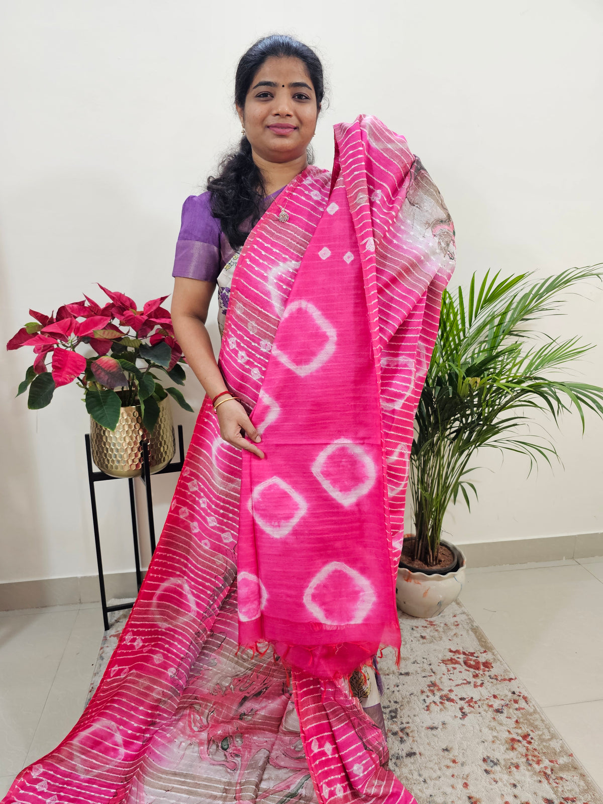 Bhagalpuri Silk Viscous with Digital Prints  - Pink