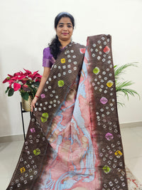 Bhagalpuri Silk Viscous with Digital Prints  - Brown