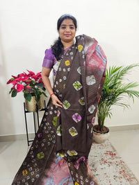 Bhagalpuri Silk Viscous with Digital Prints  - Brown