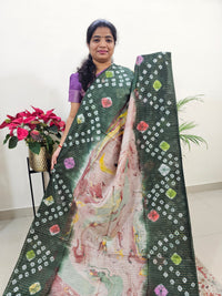 Bhagalpuri Silk Viscous with Digital Prints  - Green