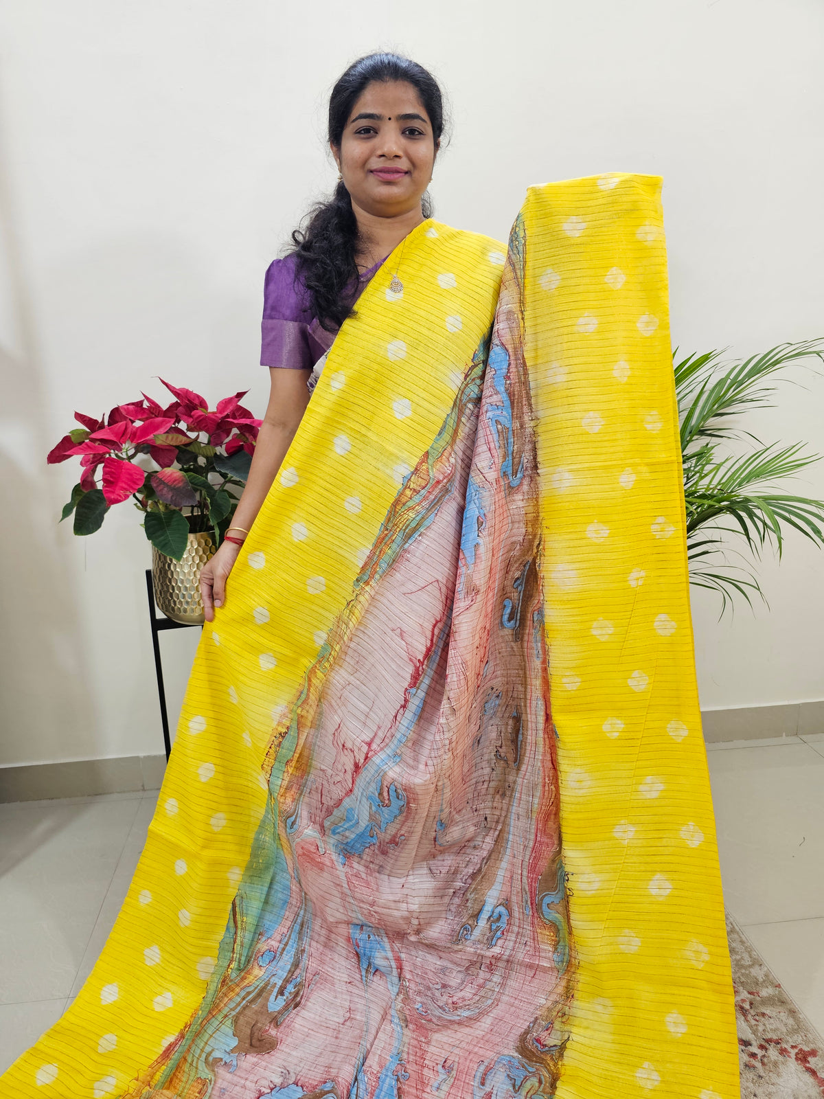 Bhagalpuri Silk Viscous with Digital Prints  - Yellow