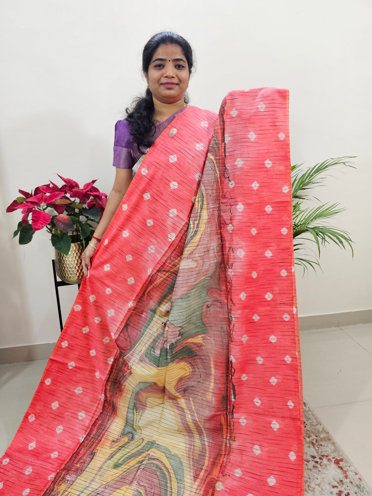 Bhagalpuri Silk Viscous with Digital Prints  - Peach