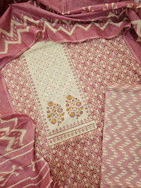 Pure Cotton Unstitched Salwar Suit - Onion Pink