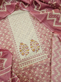 Pure Cotton Unstitched Salwar Suit - Onion Pink