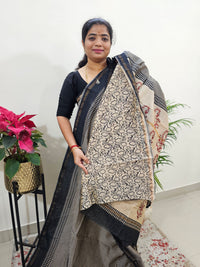 Black - Chanderi Hand Block Printed Saree