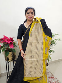 Black with Yellow - Chanderi Hand Block Printed Saree