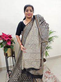 Black - Chanderi Hand Block Printed Saree