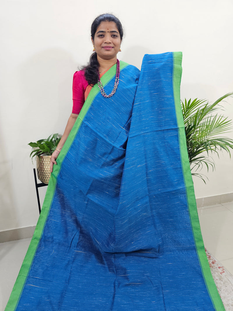 Ghicha Cotton Thread Weaving Saree - Blue with Dark Blue