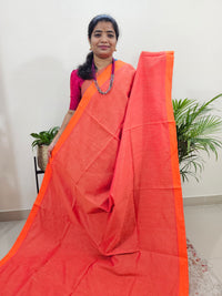 Ghicha Cotton Thread Weaving Saree - Orange with Pink