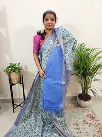 Tussar by Cotton Kalamkari- Grey with Violet Shade