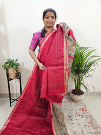 Tussar by Cotton Kalamkari - Red