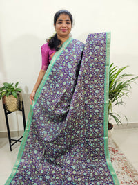 Tussar by Cotton Kalamkari - Violet with Green
