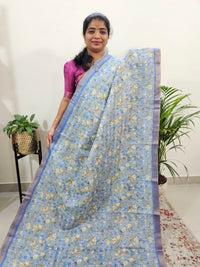 Tussar by Cotton Kalamkari - Grey with Violet