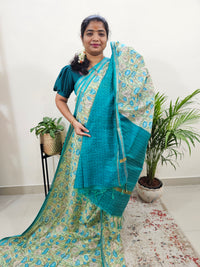 Tussar by Cotton Kalamkari - Green with Sea Green