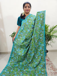 Tussar by Cotton Kalamkari - Green with Sea Green