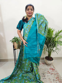 Tussar by Cotton Kalamkari - Green with Sea Green