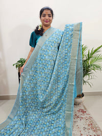 Tussar by Cotton Kalamkari - Blue