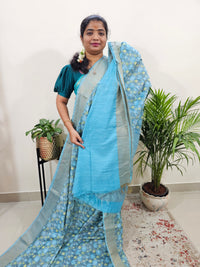Tussar by Cotton Kalamkari - Blue
