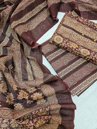 Pure Cotton Kalamkari Unstitched Salwar Suit - Maroon