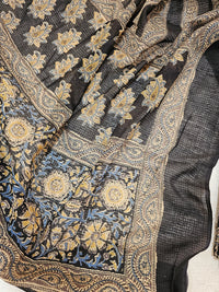 Pure Cotton Kalamkari Unstitched Salwar Suit - Black