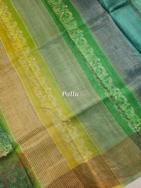 Green Tussar Silk Saree with Zari Border