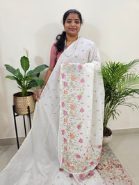 Premium Crushed Designer Soft Saree - White