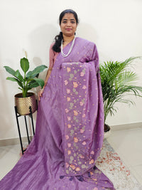 Premium Crushed Designer Soft Saree - Lavender