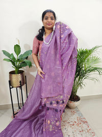 Premium Crushed Designer Soft Saree - Lavender