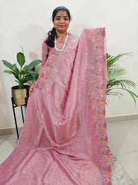 Premium Crushed Designer Soft Saree  - Pink