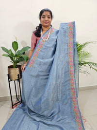 Premium Crushed Designer Soft Saree  - Blue