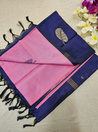 Pink with Dark Blue Chinnalampattu Saree