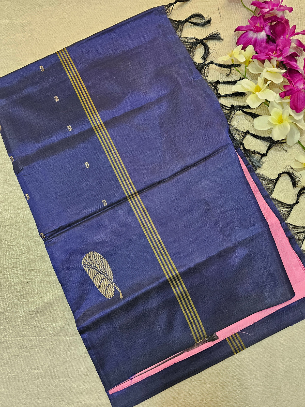 Pink with Dark Blue Chinnalampattu Saree