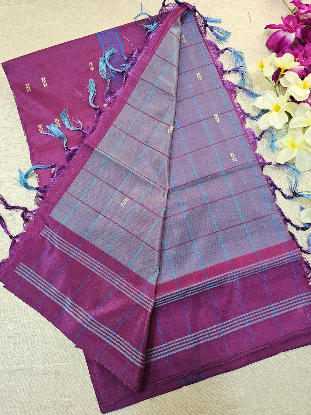 Dual Shade Blue with Purple Chinnalampattu Saree