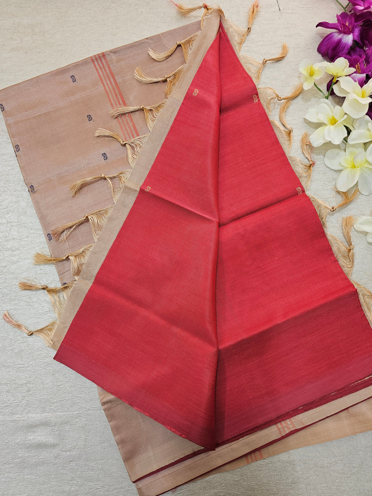 Dark Red with Cream Chinnalampattu Saree