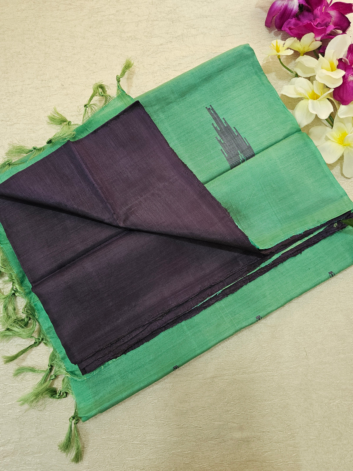 Dark Purple with Sea Green Chinnalampattu Saree