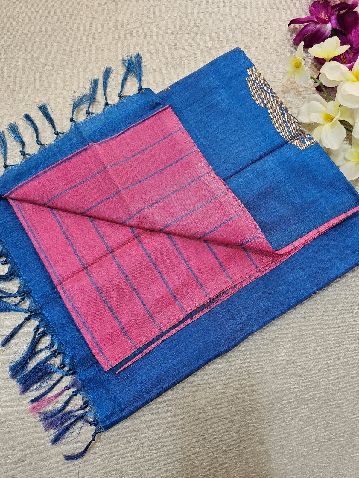 Pink with Blue Stripes Chinnalampattu Saree