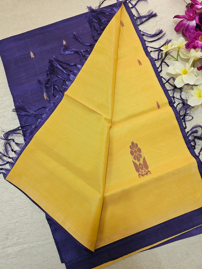 Dark Sandal with Violet Chinnalampattu Saree