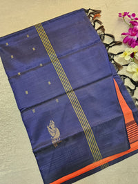 Dark Orange with Blue Chinnalampattu Saree