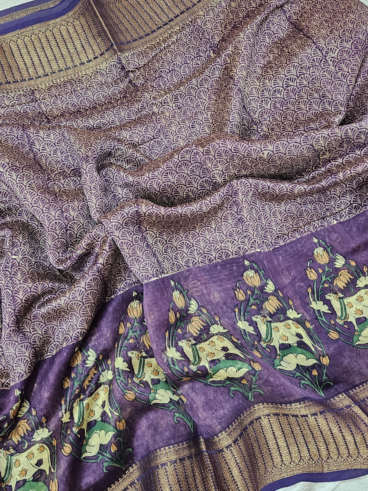 Pure Chanderi Butter Silk - Lavender