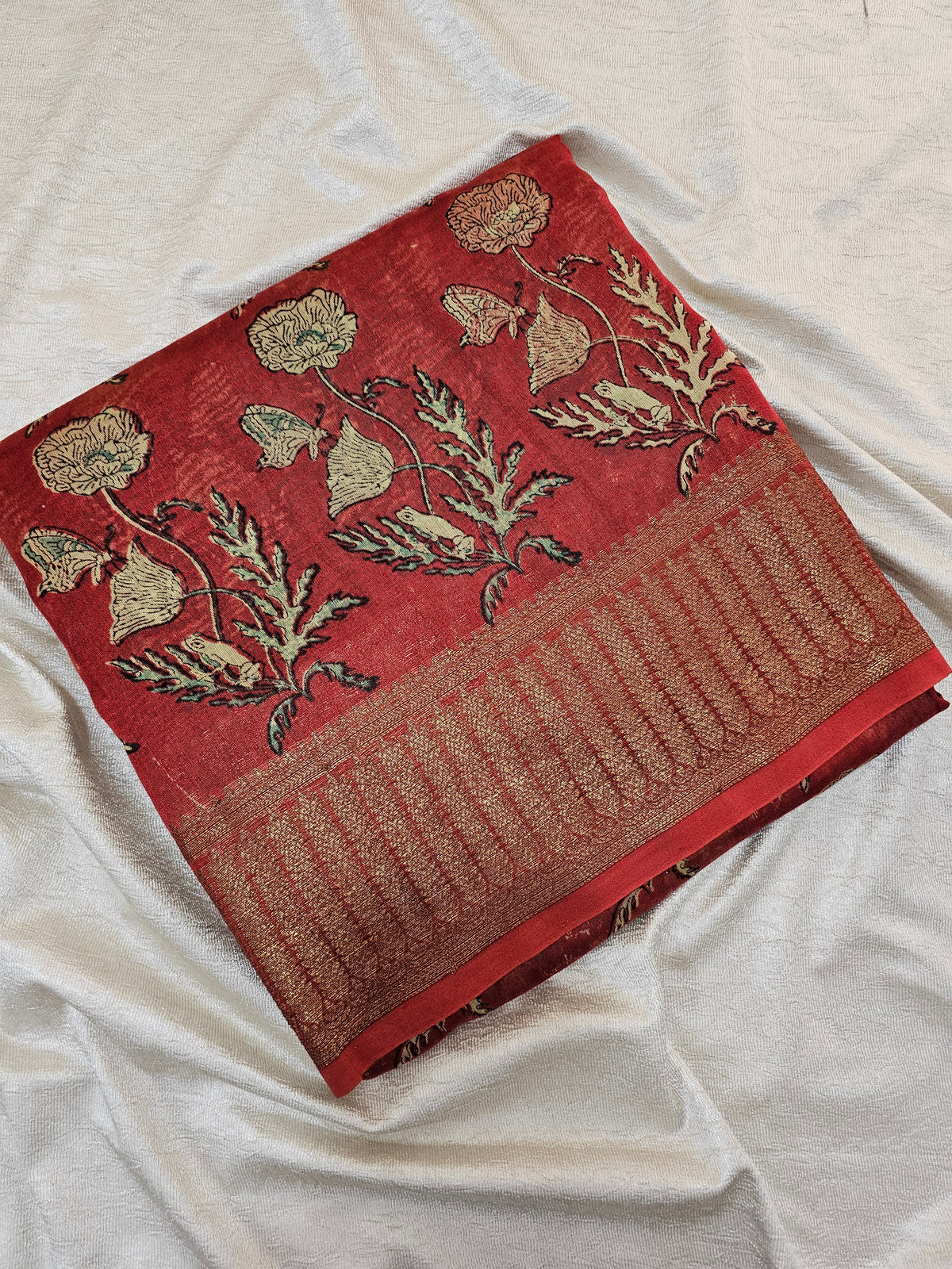 Pure Chanderi Butter Silk - Red