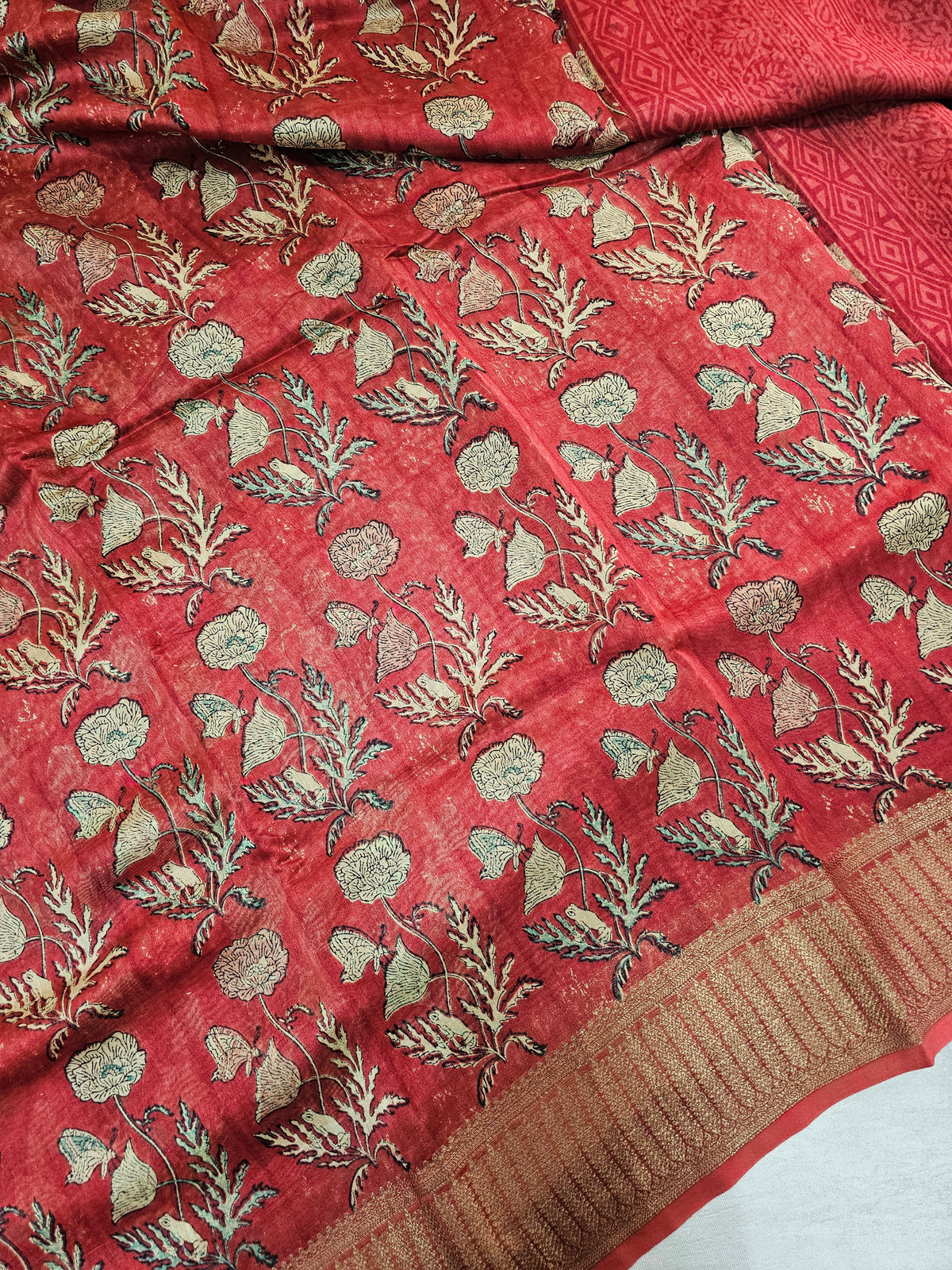 Pure Chanderi Butter Silk - Red