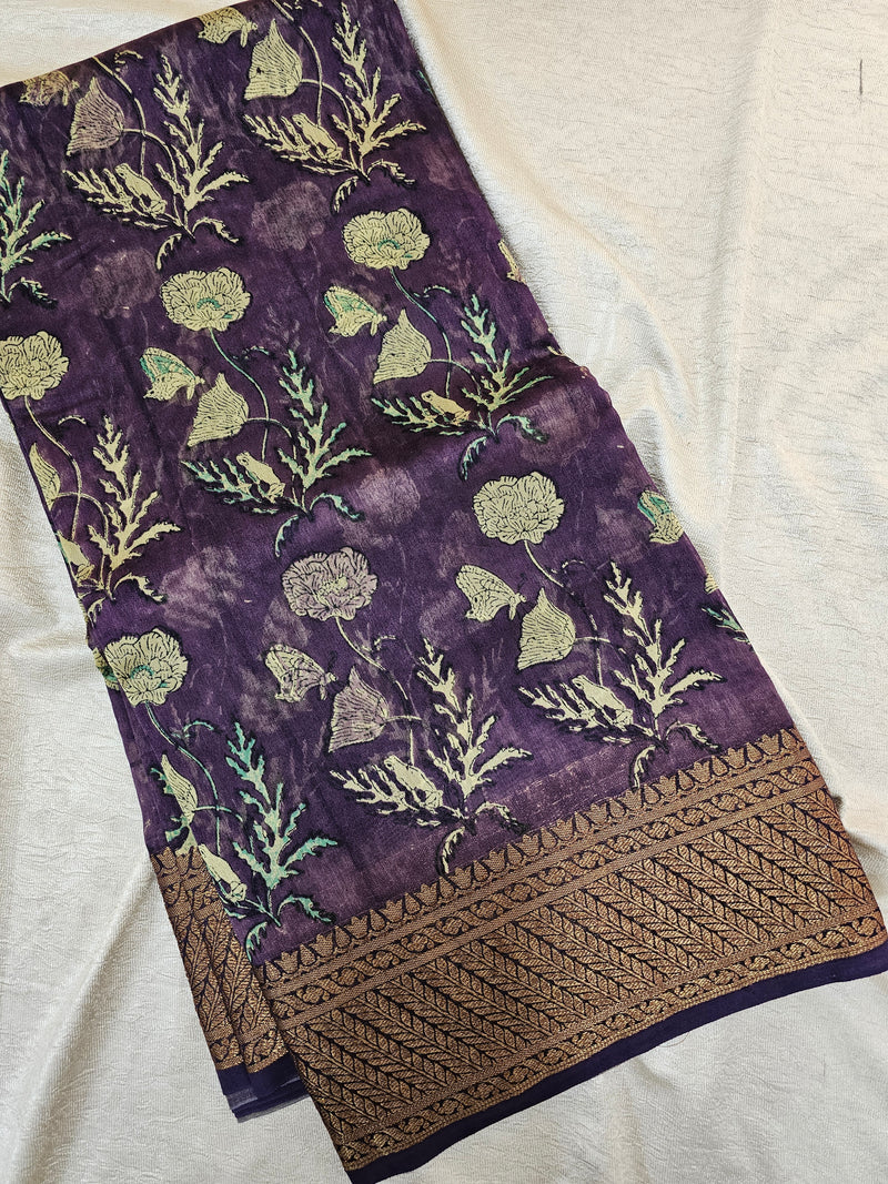 Pure Chanderi Butter Silk - Lavender