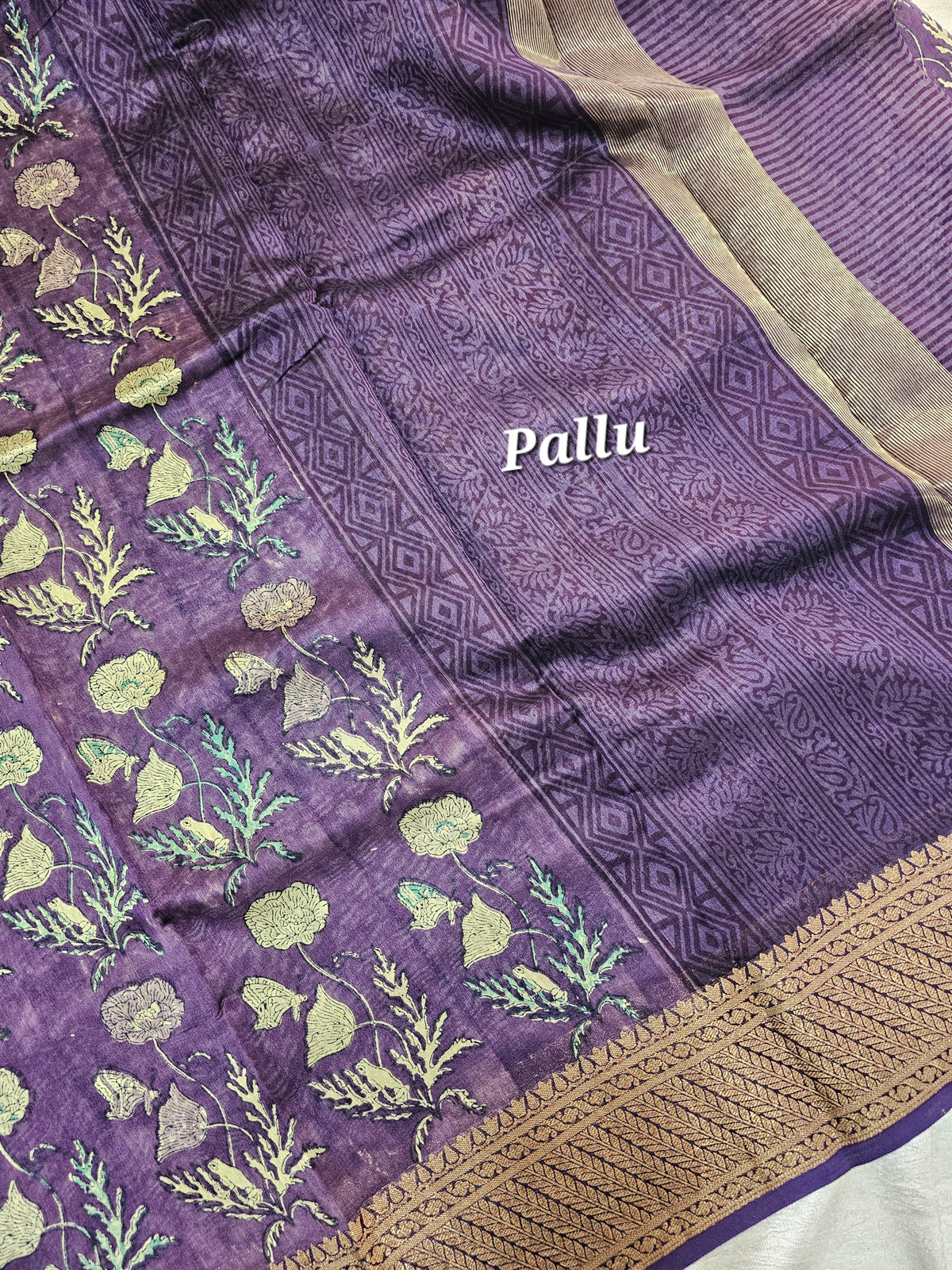 Pure Chanderi Butter Silk - Lavender