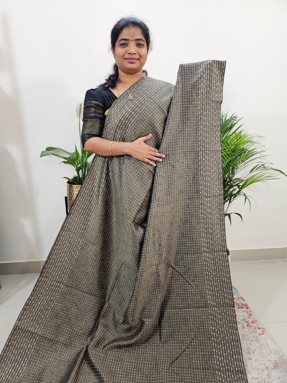 Semi Raw Silk Saree -  Beige