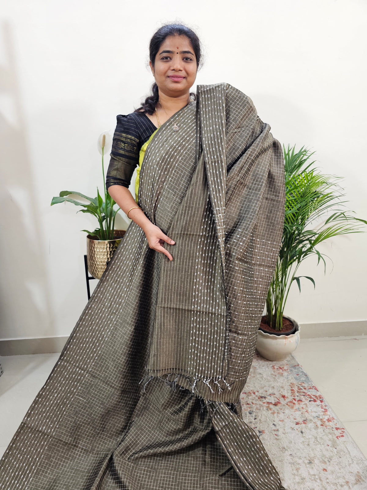 Semi Raw Silk Saree -  Beige