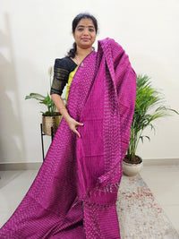 Semi Raw Silk Saree -  Magenta Pink